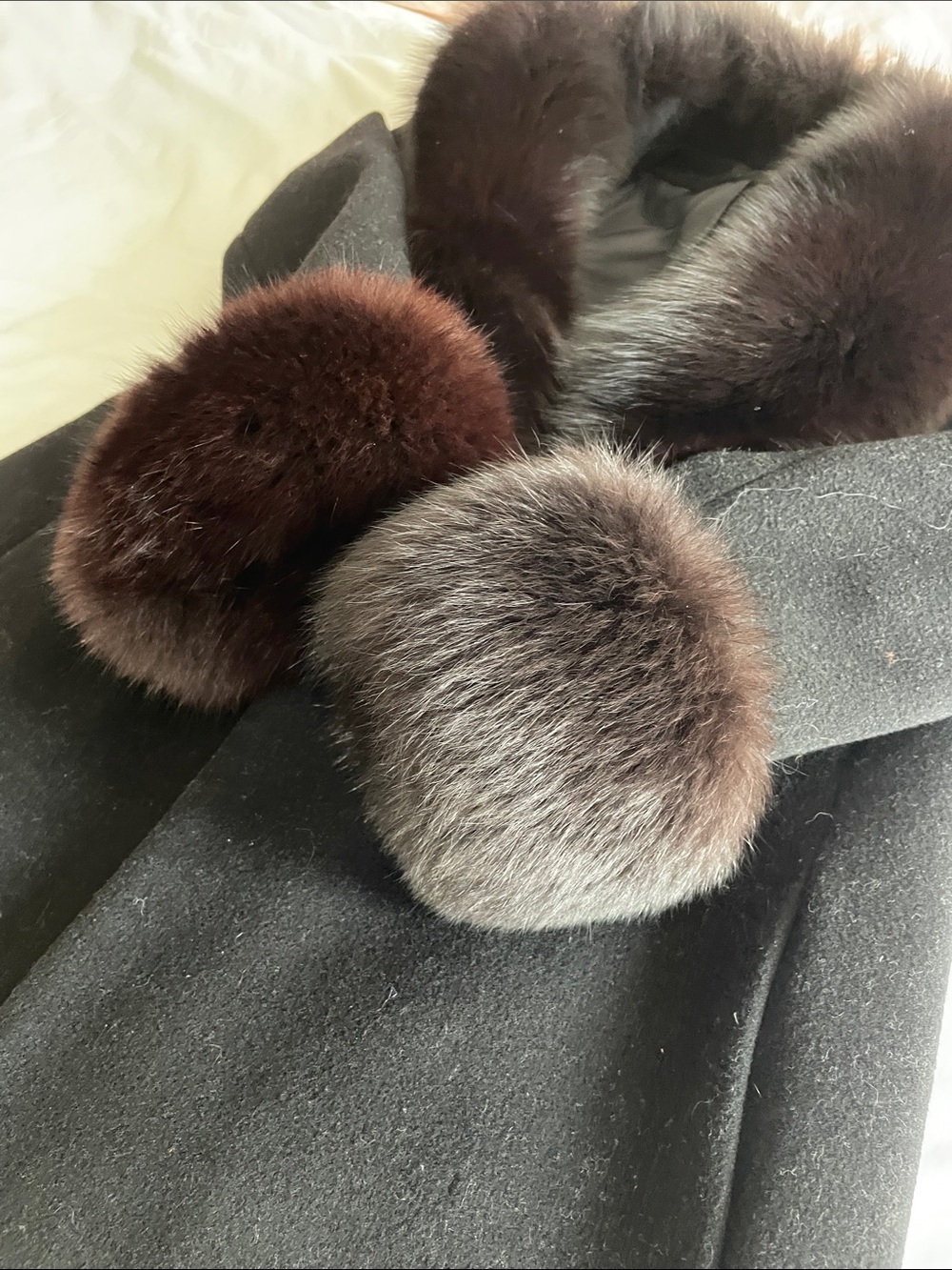 Black Wool Coat with Brown Fur Trim, Steve by Searle 2P - Picture 3 of 13
